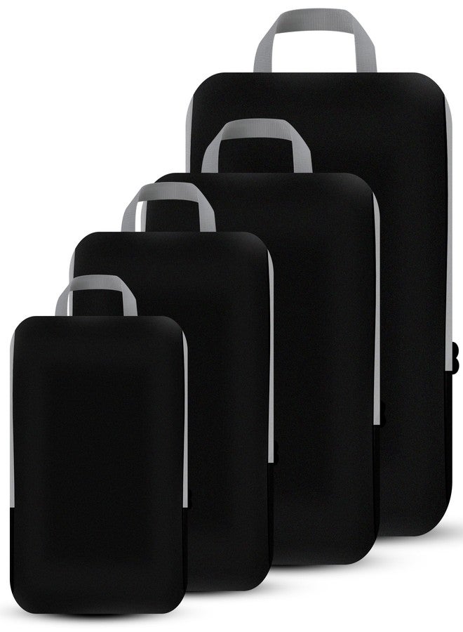 PANDA JOYS 4 Set Compression Packing Cubes Travel - Travel Accessories Expandable Packing Organizers for Carry On - Essentials Luggage Bags - Black - Image 1